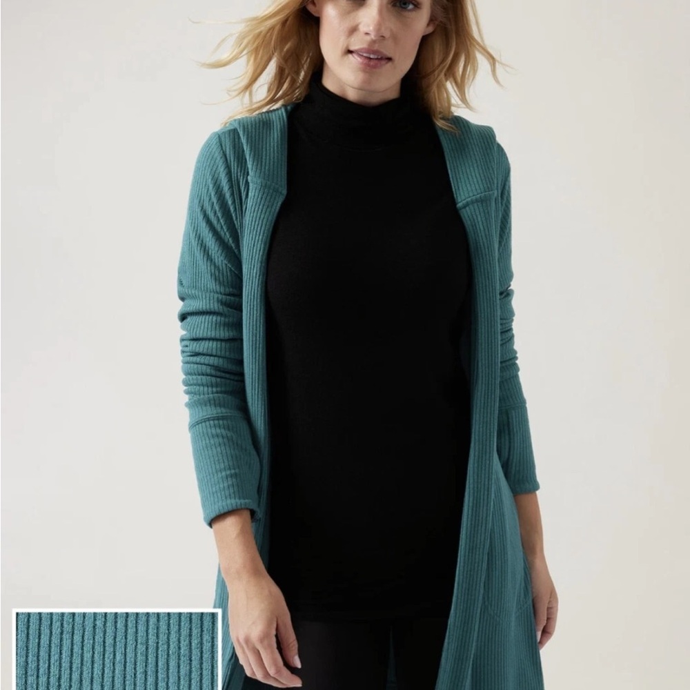 Athleta Teal Ribbed Cardigan